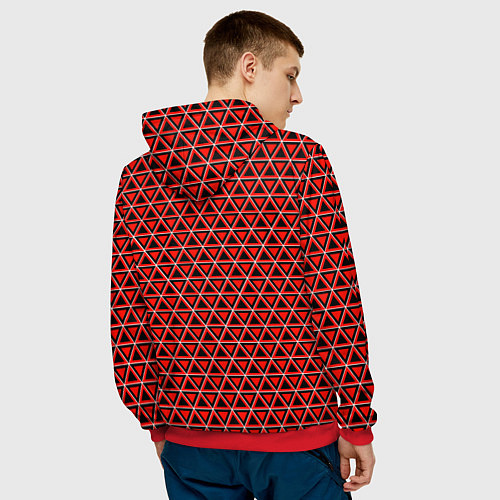Мужская толстовка Красные и чёрные треугольники / 3D-Красный – фото 4