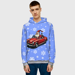 Толстовка-худи мужская Дед Мороз едет на машине, цвет: 3D-меланж — фото 2