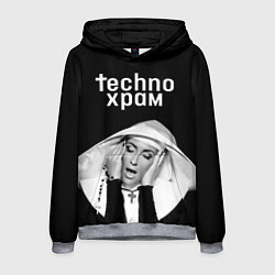 Толстовка-худи мужская Techno храм эмоциональная монашка, цвет: 3D-меланж