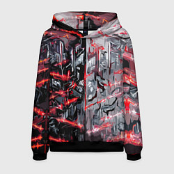 Толстовка-худи мужская Адский доспех в царапинах, цвет: 3D-черный
