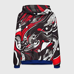 Толстовка-худи мужская Красно-белые волны, цвет: 3D-синий