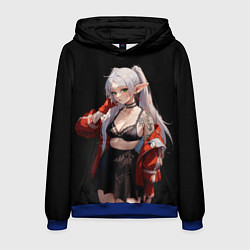 Толстовка-худи мужская Фрирен в красной куртке, цвет: 3D-синий