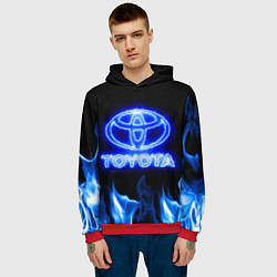Толстовка-худи мужская Toyota neon fire, цвет: 3D-красный — фото 2