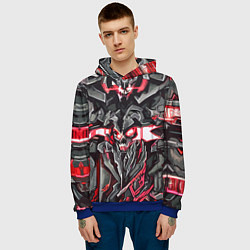 Толстовка-худи мужская Красный абстрактный кибер череп, цвет: 3D-синий — фото 2