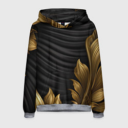 Толстовка-худи мужская Узоры золотые на черном фоне, цвет: 3D-меланж