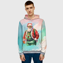 Толстовка-худи мужская Санта в стильном костюме, цвет: 3D-меланж — фото 2