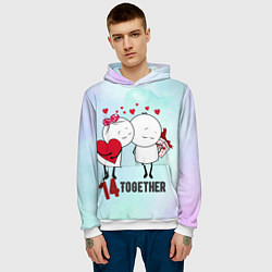 Толстовка-худи мужская Мальчик и девочка с подарками, цвет: 3D-белый — фото 2