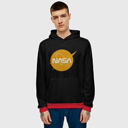 Толстовка-худи мужская NASA yellow logo, цвет: 3D-красный — фото 2