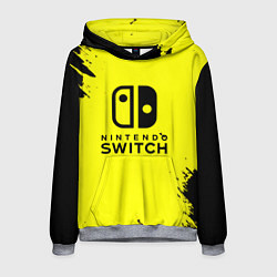 Толстовка-худи мужская Nintendo switch краски на жёлтом, цвет: 3D-меланж