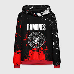 Толстовка-худи мужская Ramones краски метал группа, цвет: 3D-красный