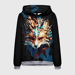 Толстовка-худи мужская Живописный лис, цвет: 3D-меланж