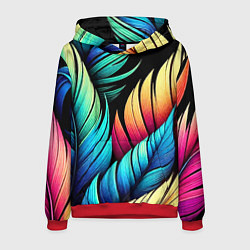 Толстовка-худи мужская Color feathers - neon, цвет: 3D-красный