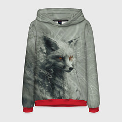 Толстовка-худи мужская Лис с оранжевыми глазами, цвет: 3D-красный