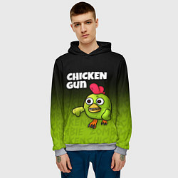 Толстовка-худи мужская Chicken Gun - Zombie Chicken, цвет: 3D-меланж — фото 2