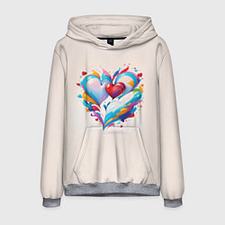 Толстовка-худи мужская Пара сердец, цвет: 3D-меланж