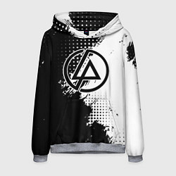 Толстовка-худи мужская Linkin park - черно-белая абстракция, цвет: 3D-меланж