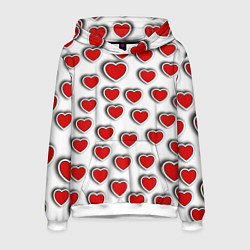 Толстовка-худи мужская Стикеры наклейки сердечки объемные, цвет: 3D-белый