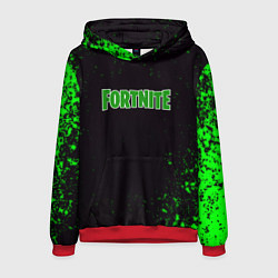 Толстовка-худи мужская Fortnite зеленый краски лого, цвет: 3D-красный