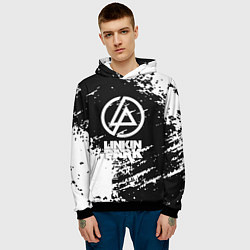 Толстовка-худи мужская Linkin park logo краски текстура, цвет: 3D-черный — фото 2