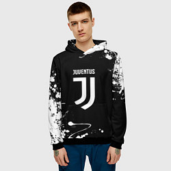 Толстовка-худи мужская Juventus краски белые, цвет: 3D-черный — фото 2