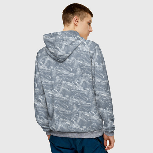 Мужская толстовка The Witcher and dragon - hand drawn style / 3D-Меланж – фото 4