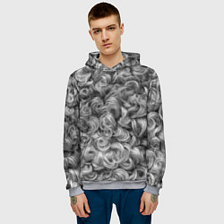 Толстовка-худи мужская Кудрявая шерсть баранов, цвет: 3D-меланж — фото 2