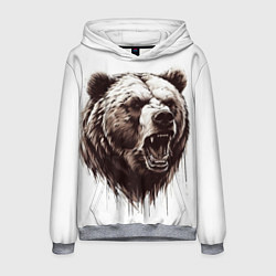 Толстовка-худи мужская Медведь симпатяга, цвет: 3D-меланж