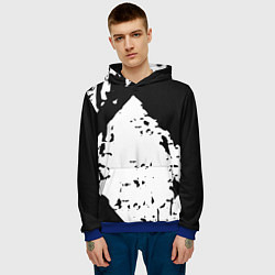 Толстовка-худи мужская Чёрно белые краски, цвет: 3D-синий — фото 2