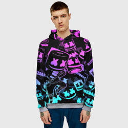 Толстовка-худи мужская Marshmello neon pattern, цвет: 3D-меланж — фото 2