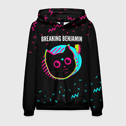 Толстовка-худи мужская Breaking Benjamin - rock star cat, цвет: 3D-черный