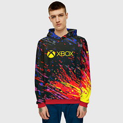 Толстовка-худи мужская Xbox краски текстура, цвет: 3D-красный — фото 2