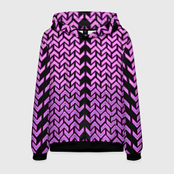 Толстовка-худи мужская Розовые галки на чёрном фоне киберпанк, цвет: 3D-черный