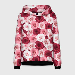 Толстовка-худи мужская Красные и розовые розы, цвет: 3D-черный