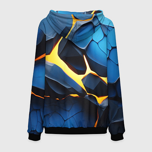 Мужская толстовка Желтая лава на синих плитах / 3D-Черный – фото 2