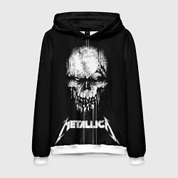 Толстовка-худи мужская Металлика - белый череп, цвет: 3D-белый