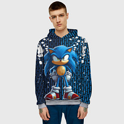 Толстовка-худи мужская Sonic - splash and logo, цвет: 3D-меланж — фото 2