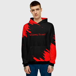Толстовка-худи мужская Биомутант краски красные, цвет: 3D-черный — фото 2