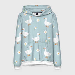 Толстовка-худи мужская Гусиный узор, цвет: 3D-белый