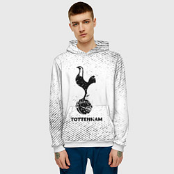 Толстовка-худи мужская Tottenham с потертостями на светлом фоне, цвет: 3D-белый — фото 2