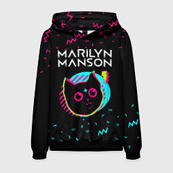 Толстовка-худи мужская Marilyn Manson - rock star cat, цвет: 3D-черный