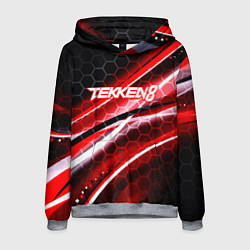 Толстовка-худи мужская Tekken 8 огненное лого файтинг, цвет: 3D-меланж