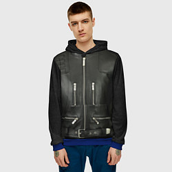 Толстовка-худи мужская Terminator first - leather jacket, цвет: 3D-синий — фото 2