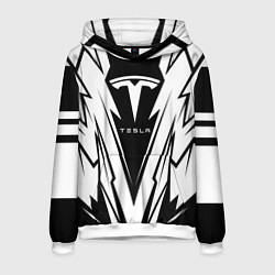 Толстовка-худи мужская Tesla - black and white, цвет: 3D-белый