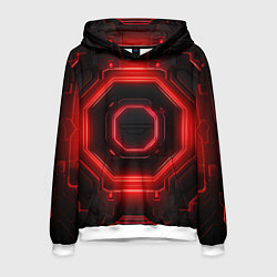 Толстовка-худи мужская Nvidia style black and red neon, цвет: 3D-белый