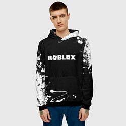 Толстовка-худи мужская Roblox текстура краски белые, цвет: 3D-черный — фото 2
