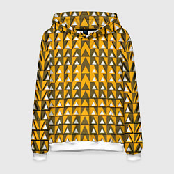 Толстовка-худи мужская Узор из треугольников жёлтый, цвет: 3D-белый