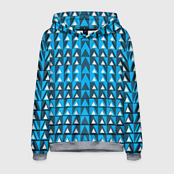 Толстовка-худи мужская Узор из треугольников синий, цвет: 3D-меланж
