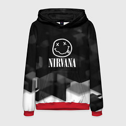 Толстовка-худи мужская Nirvana текстура рок, цвет: 3D-красный