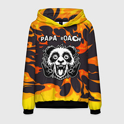 Толстовка-худи мужская Papa Roach рок панда и огонь, цвет: 3D-черный