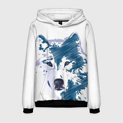 Толстовка-худи мужская Волк темно-синий, цвет: 3D-черный